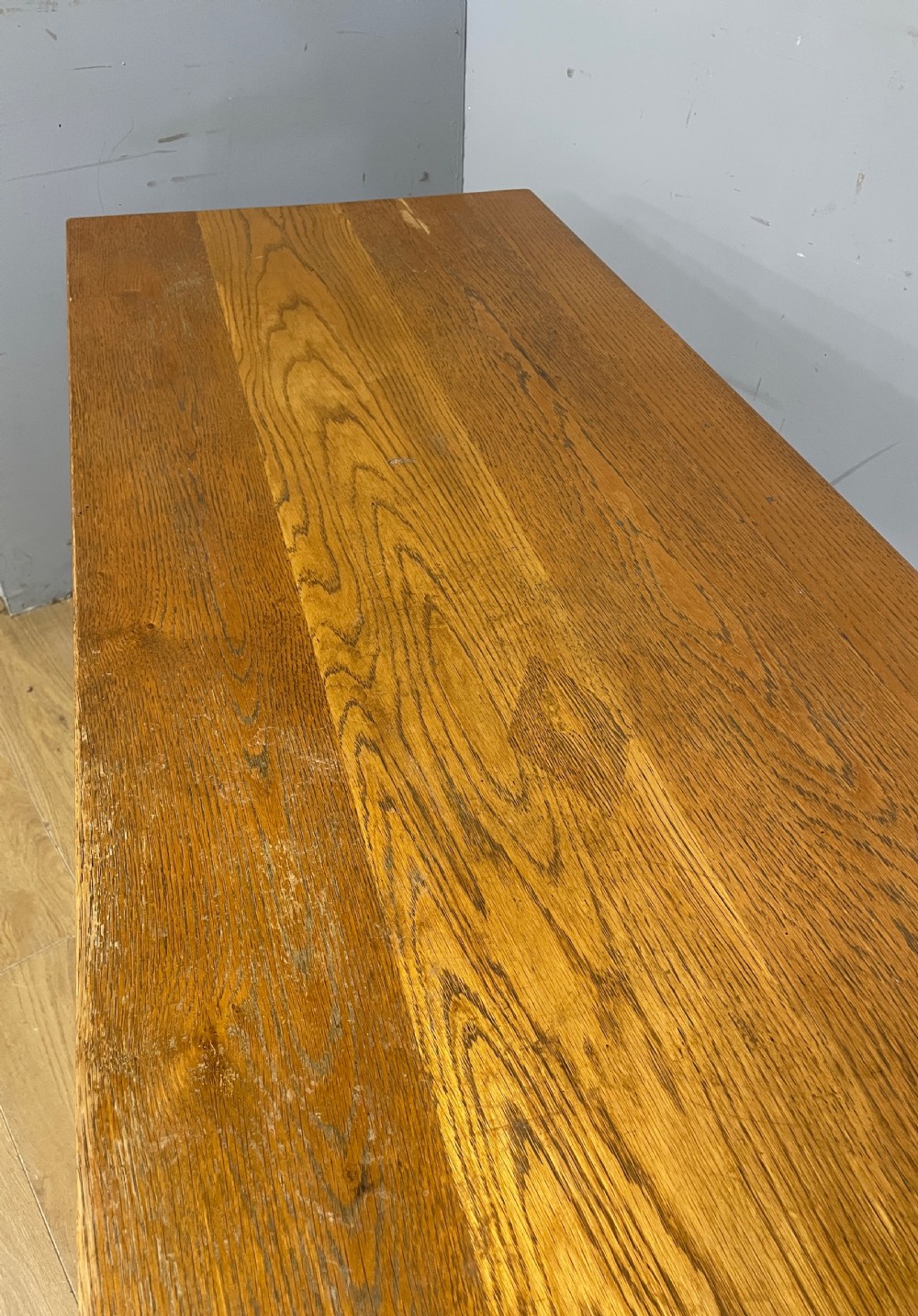 Arts and Crafts golden oak refectory table  View V