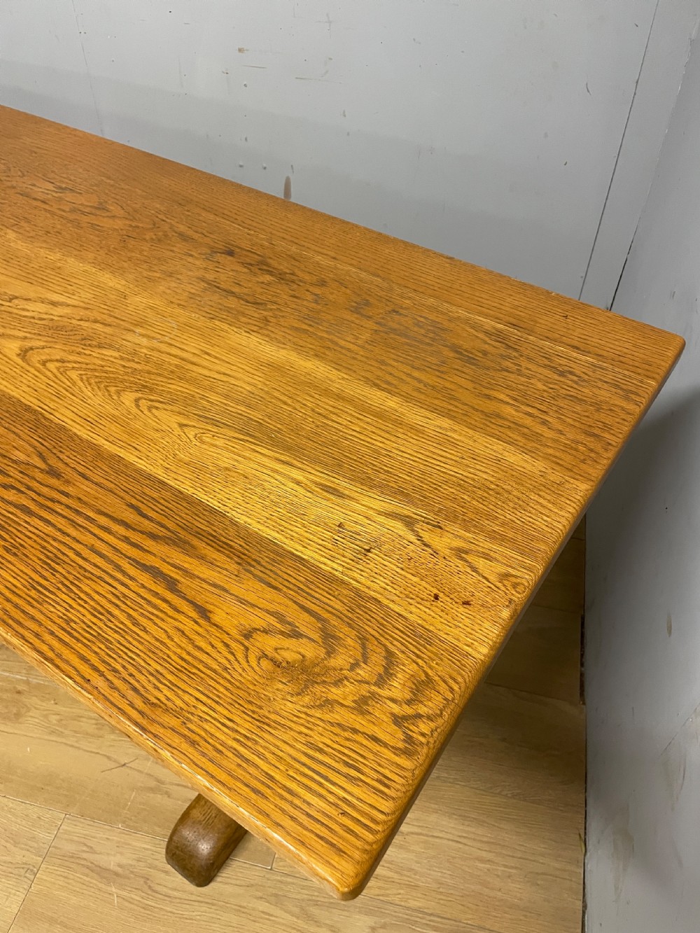 Arts and Crafts golden oak refectory table  View VI