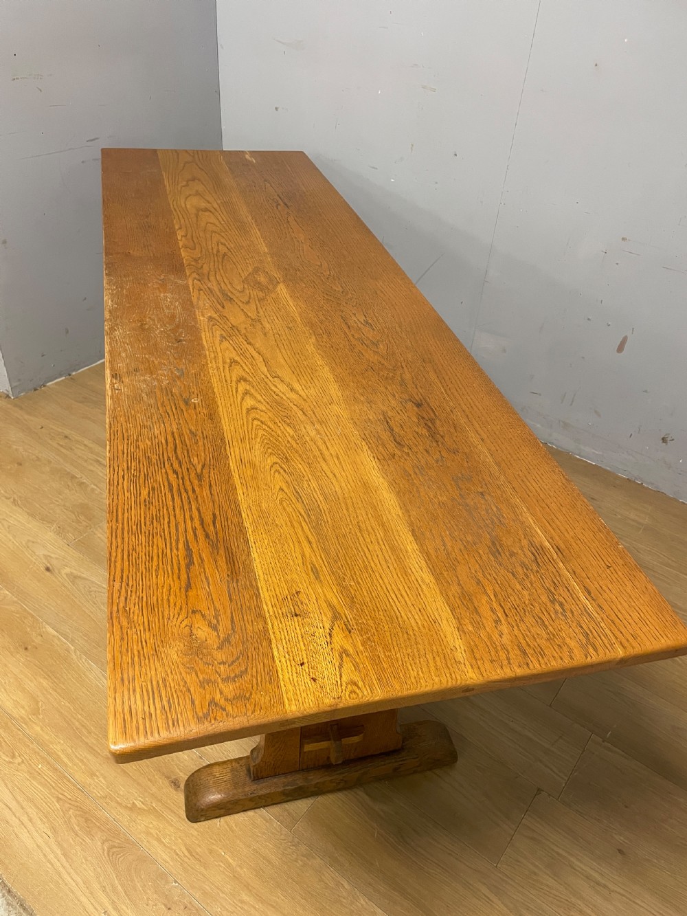 Arts and Crafts golden oak refectory table  View VIII