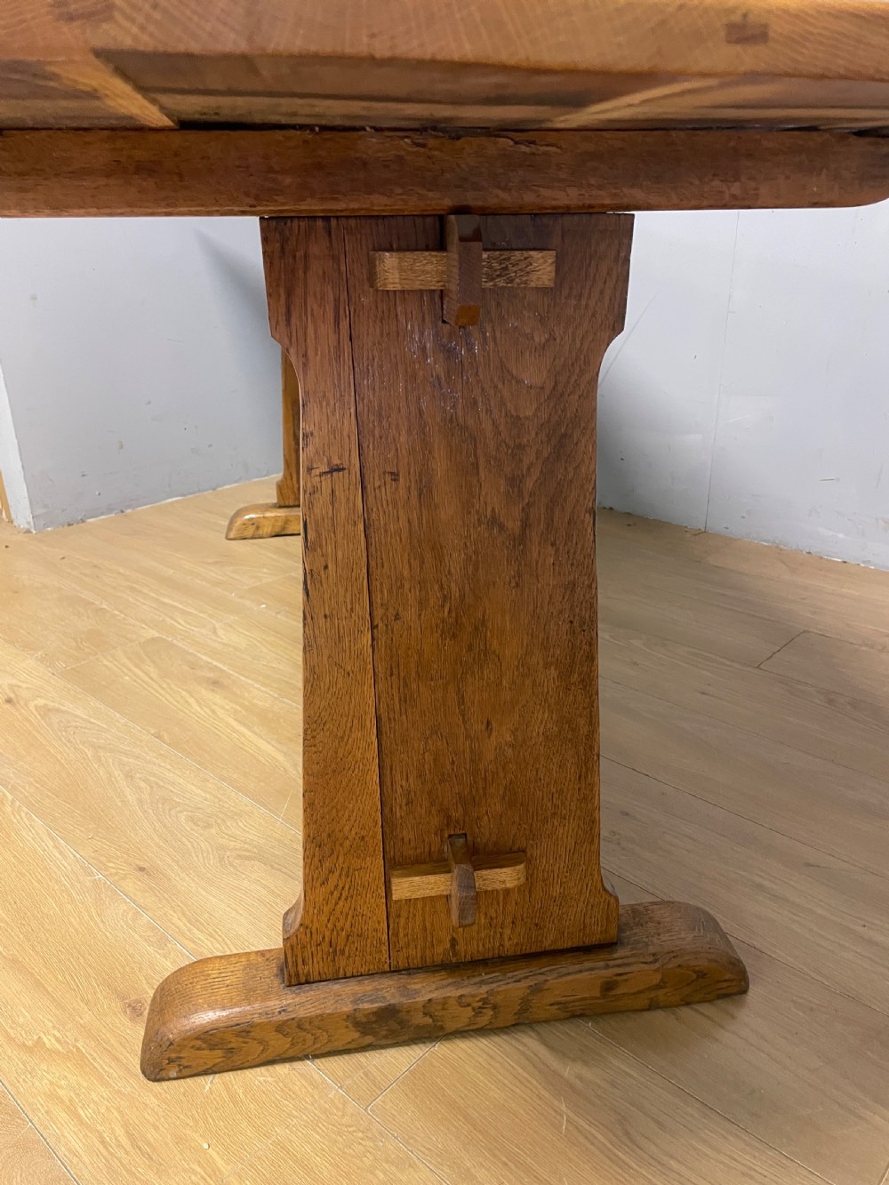 Arts and Crafts golden oak refectory table  View IX
