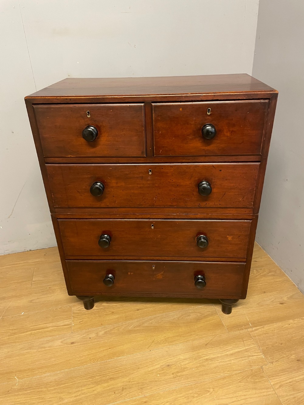 Antique  C19TH mahogany military campaign chest of drawers Two parts circa 1830 View II