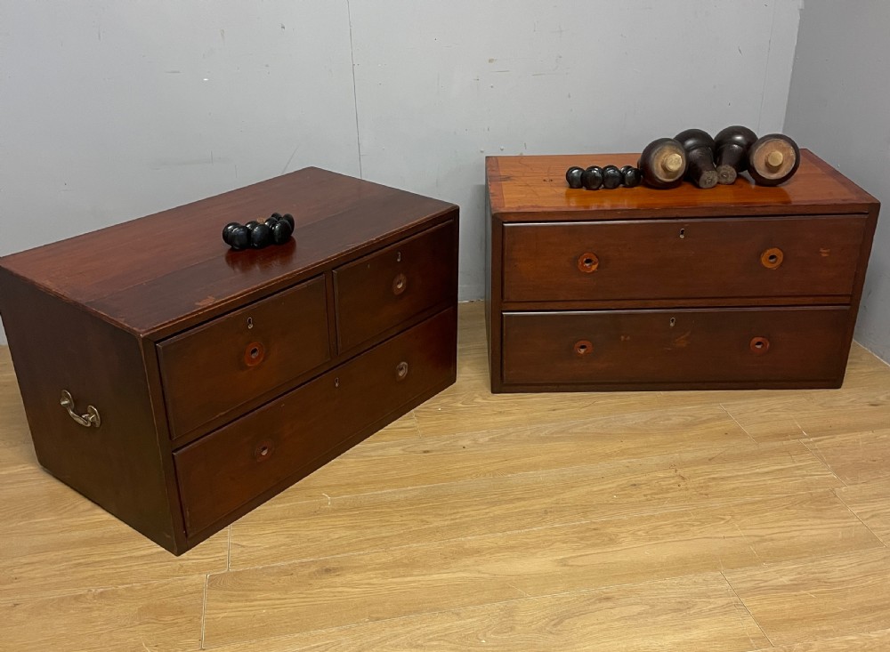 Antique  C19TH mahogany military campaign chest of drawers Two parts circa 1830 View IV