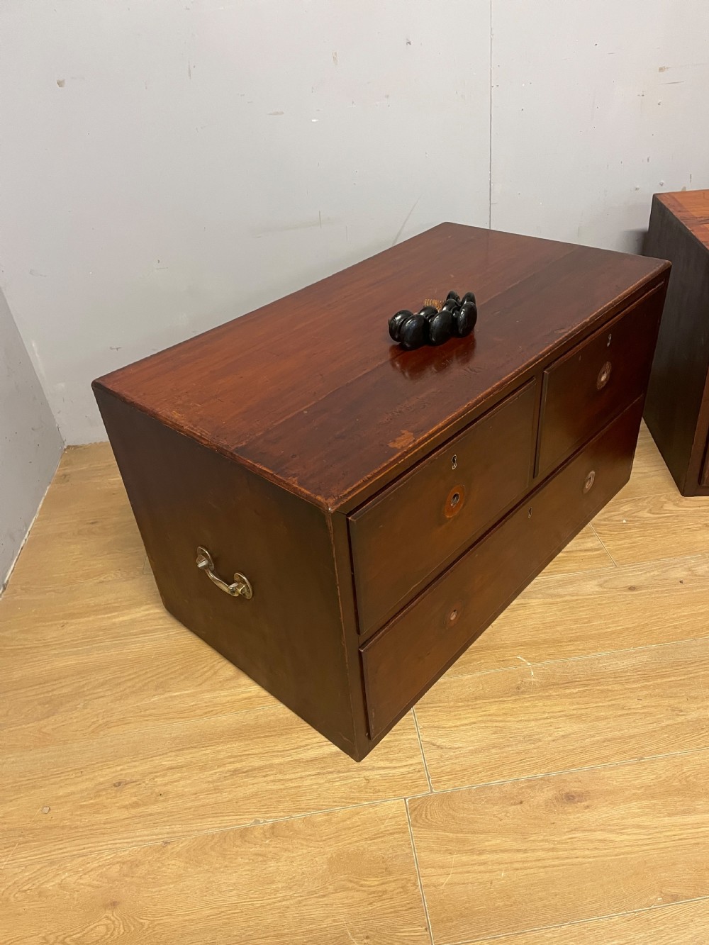 Antique  C19TH mahogany military campaign chest of drawers Two parts circa 1830 View V