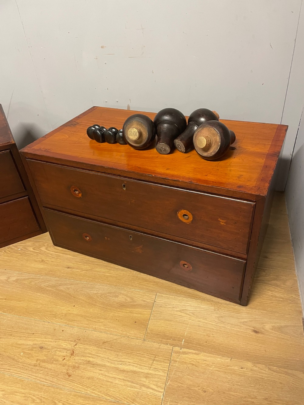 Antique  C19TH mahogany military campaign chest of drawers Two parts circa 1830 View VI