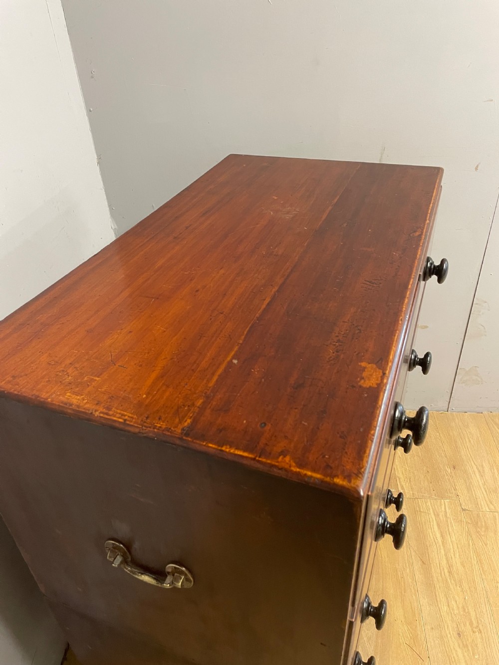 Antique  C19TH mahogany military campaign chest of drawers Two parts circa 1830 View VII