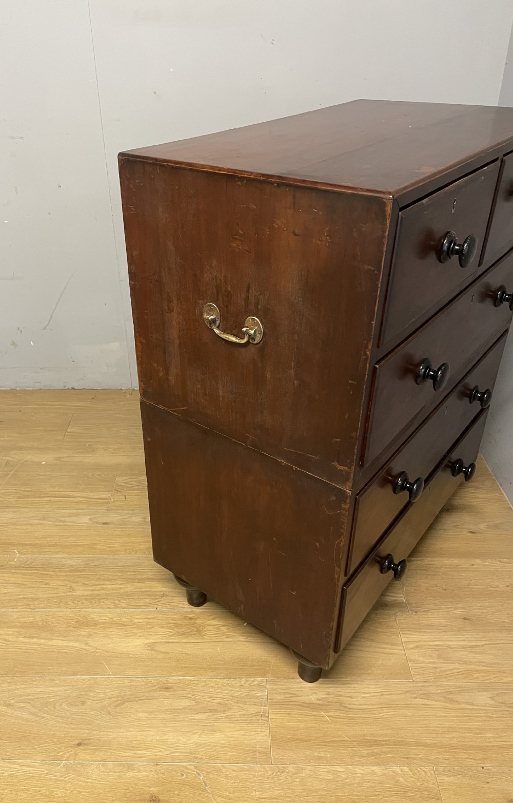 Antique  C19TH mahogany military campaign chest of drawers Two parts circa 1830 View XIV