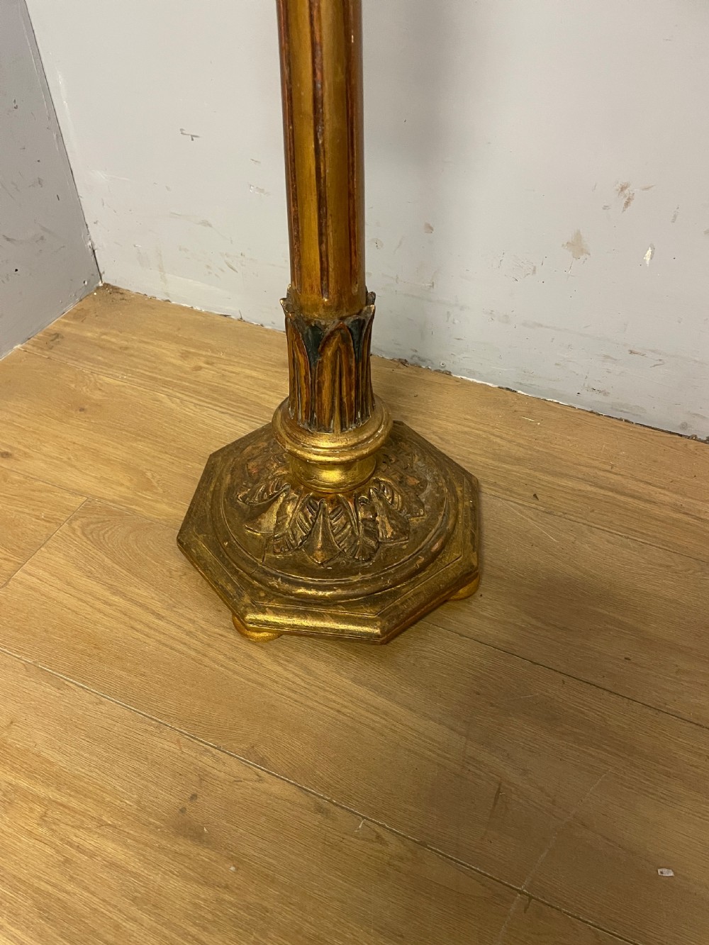 C19TH Italian giltwood and gesso carved and part painted torchere  View IV