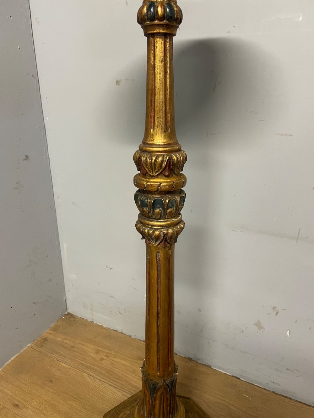 C19TH Italian giltwood and gesso carved and part painted torchere  View VI