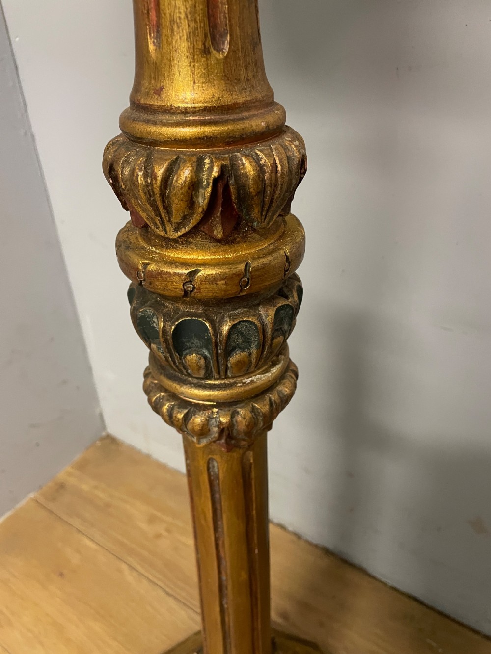 C19TH Italian giltwood and gesso carved and part painted torchere  View VII
