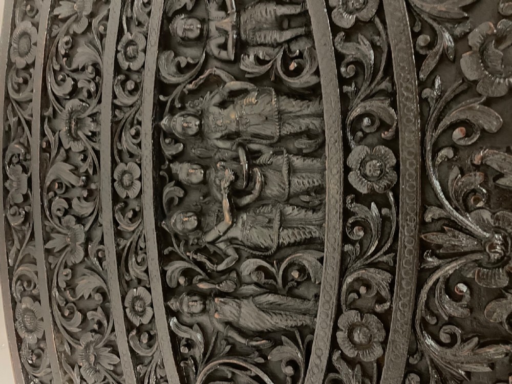 C19TH carved Indian oval table with stylised elephant legs  View VI
