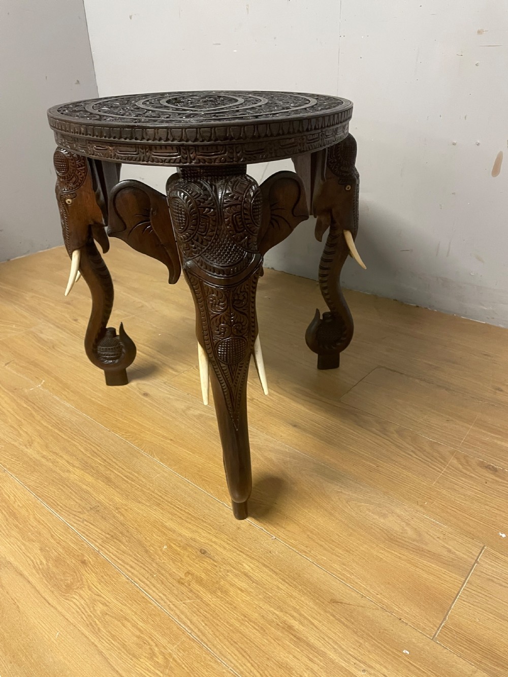 C19TH carved Indian oval table with stylised elephant legs  View IX