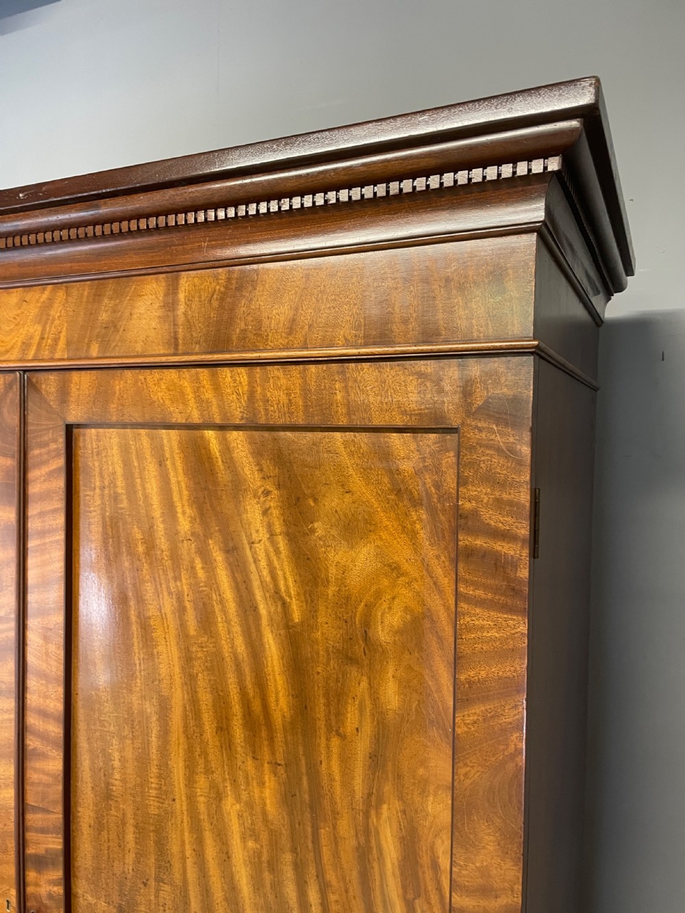 Rare Georgian flame mahogany double wardrobe circa 1830 View V