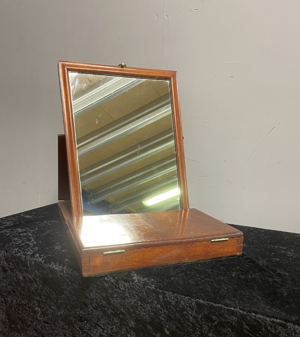Antique mahogany campaign mirror circa 1890