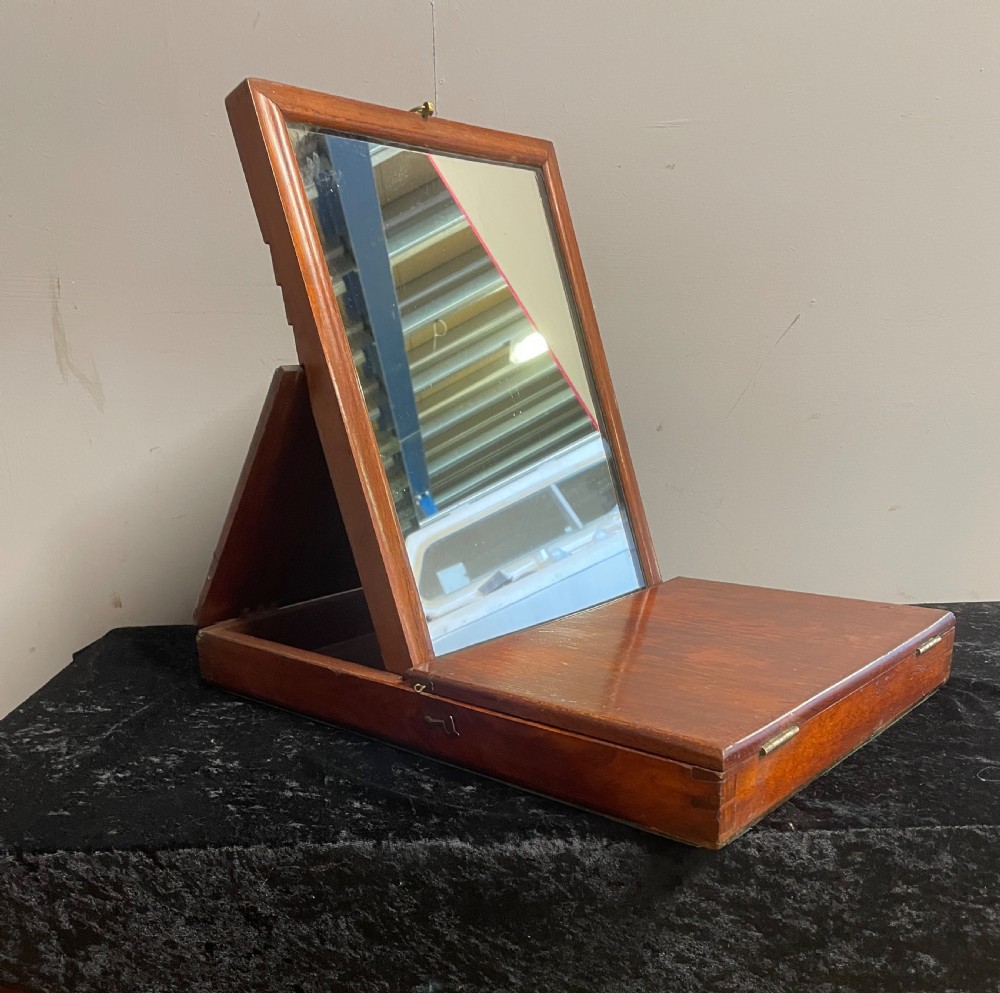 Antique mahogany campaign mirror circa 1890 View II