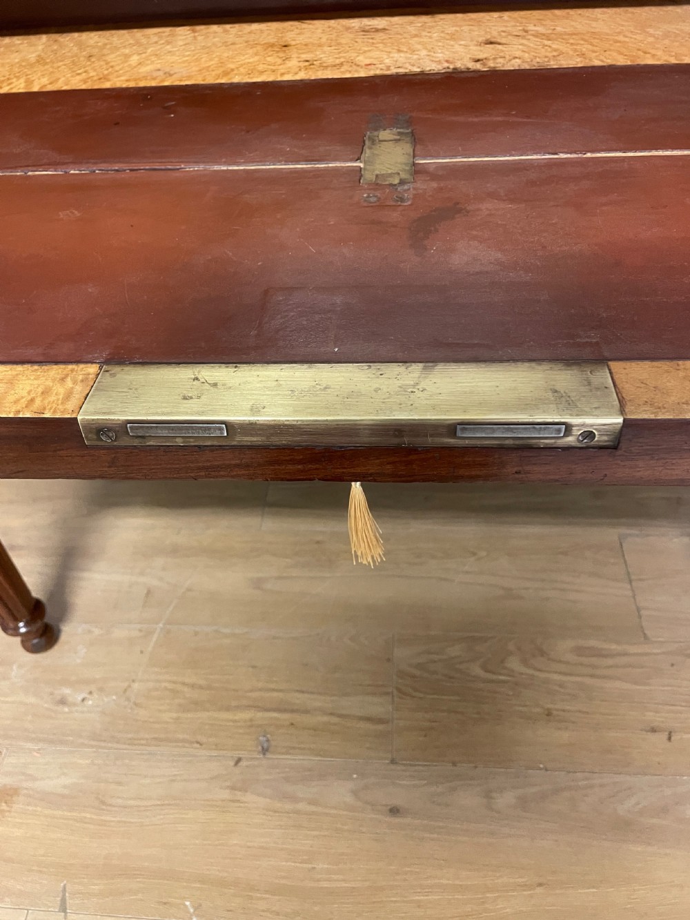 C19TH Biedermeier plum pudding mahogany cylinder desk in good original condition View IX