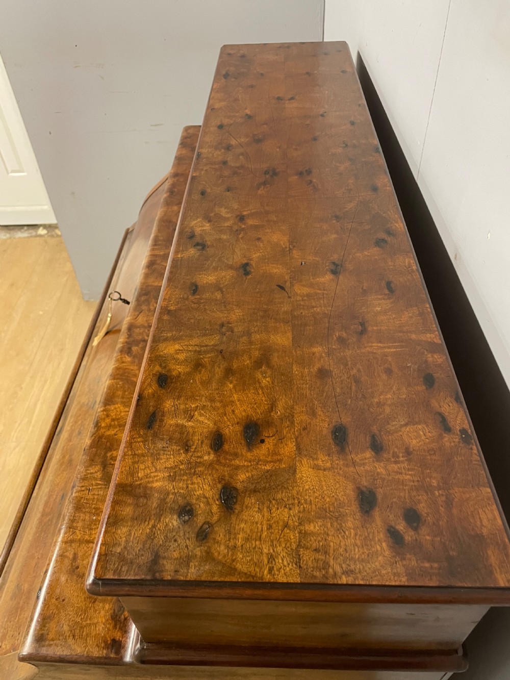 C19TH Biedermeier plum pudding mahogany cylinder desk in good original condition View XIV