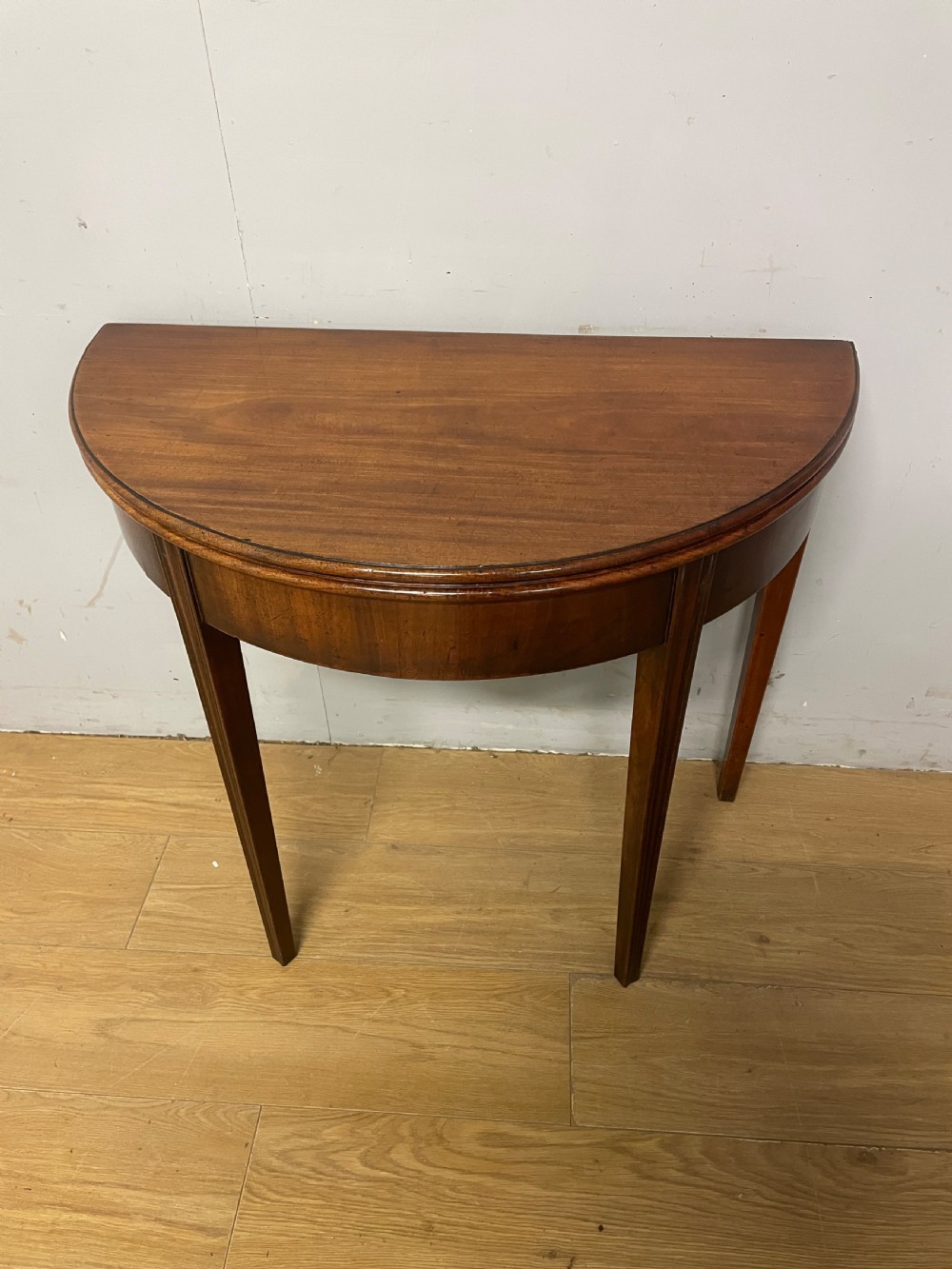 George III solid mahogany demi lune tea table circa 1790 View III