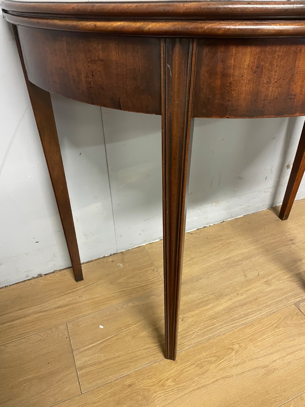 George III solid mahogany demi lune tea table circa 1790 View IV