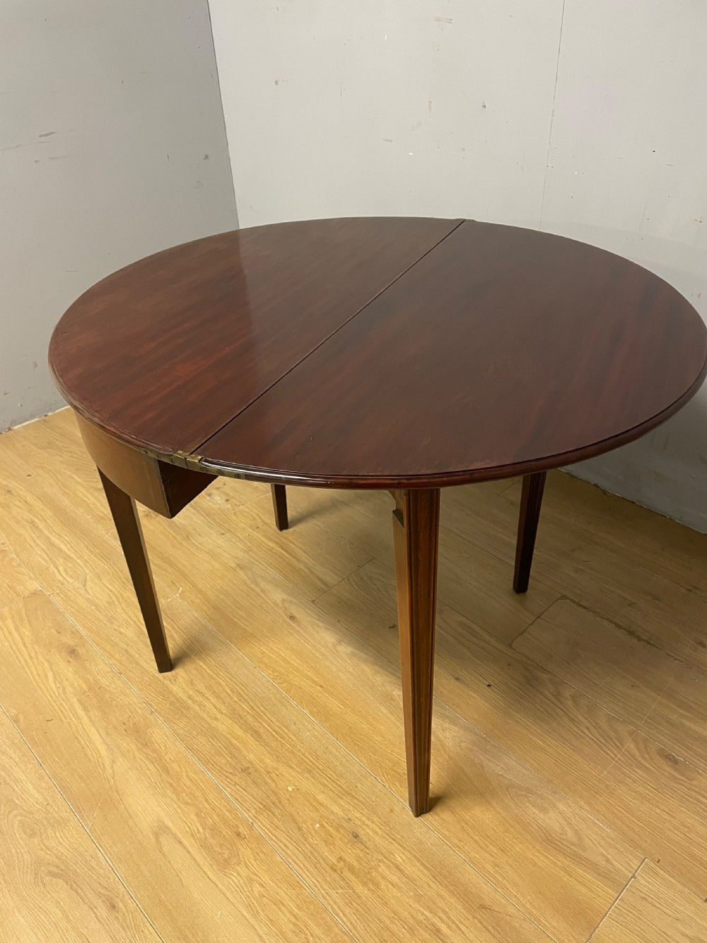 George III solid mahogany demi lune tea table circa 1790 View VII