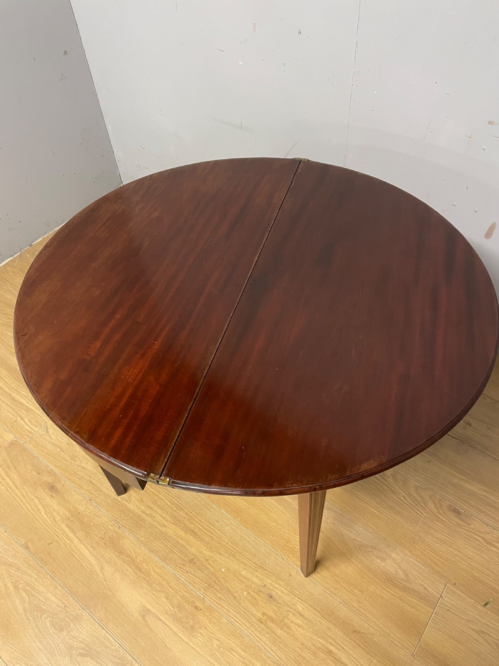 George III solid mahogany demi lune tea table circa 1790 View VIII