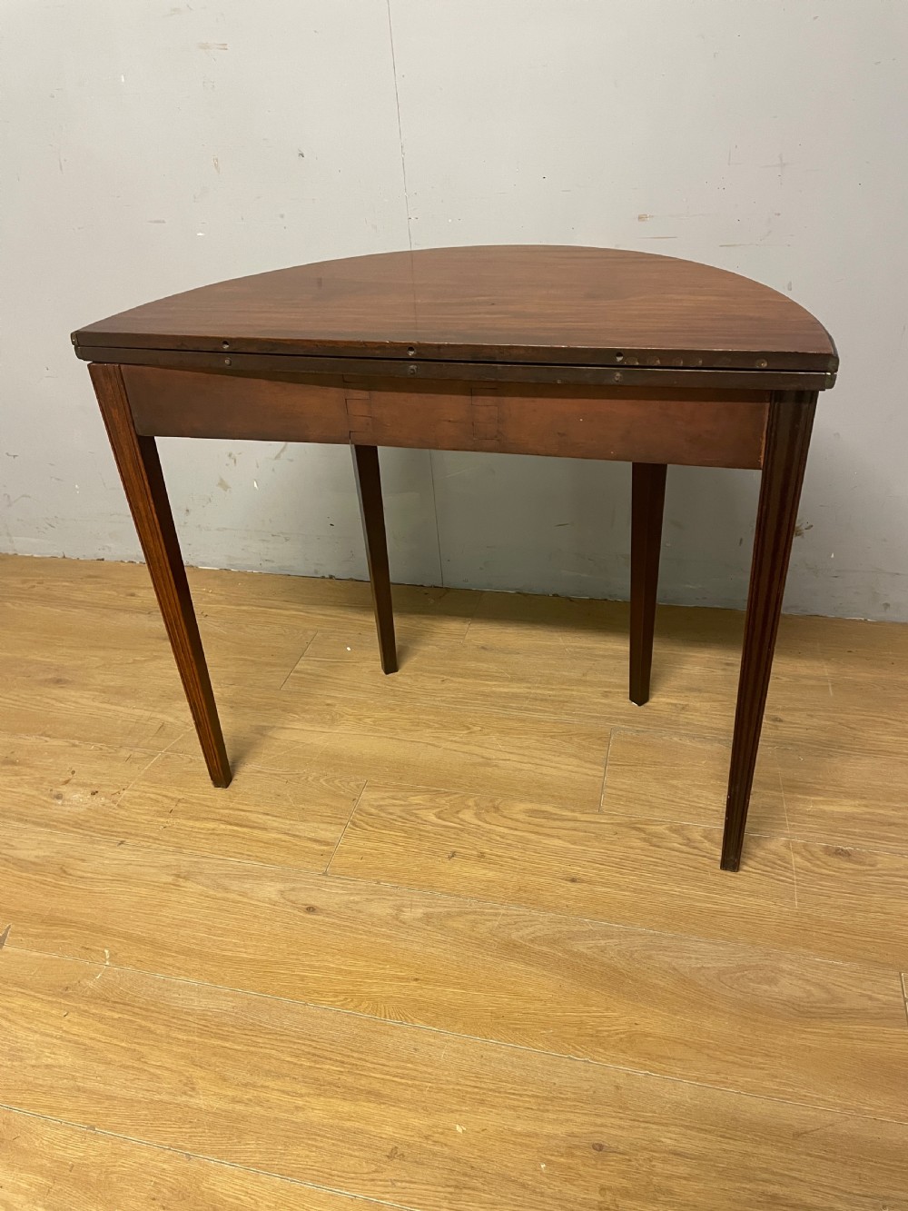 George III solid mahogany demi lune tea table circa 1790 View IX