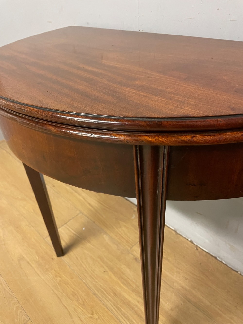 George III solid mahogany demi lune tea table circa 1790 View XI