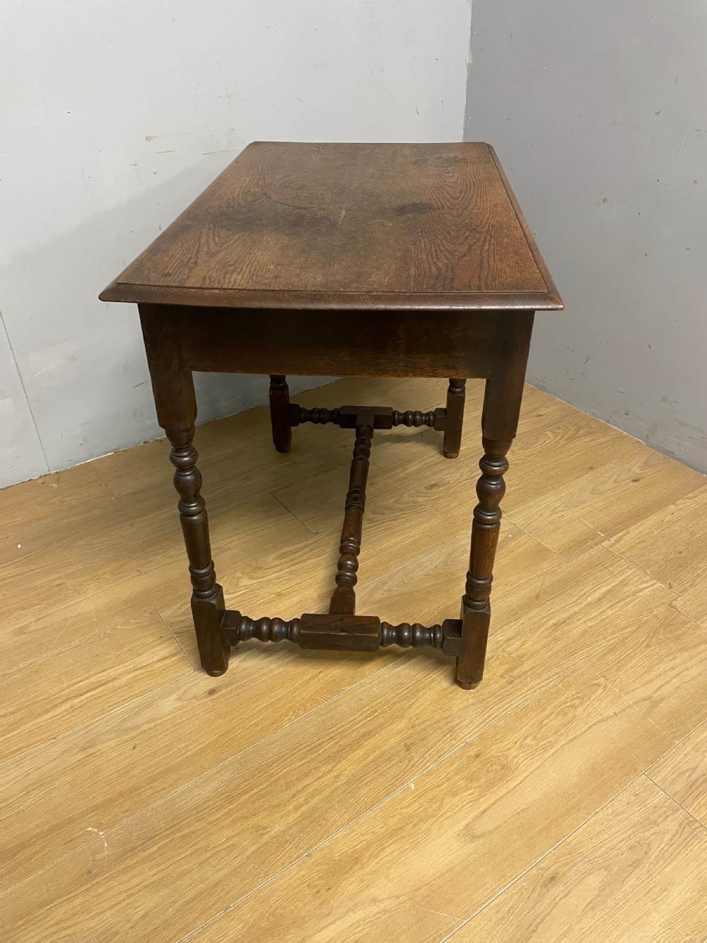 C19TH solid oak side table on turned legs ex York Minster  View IV