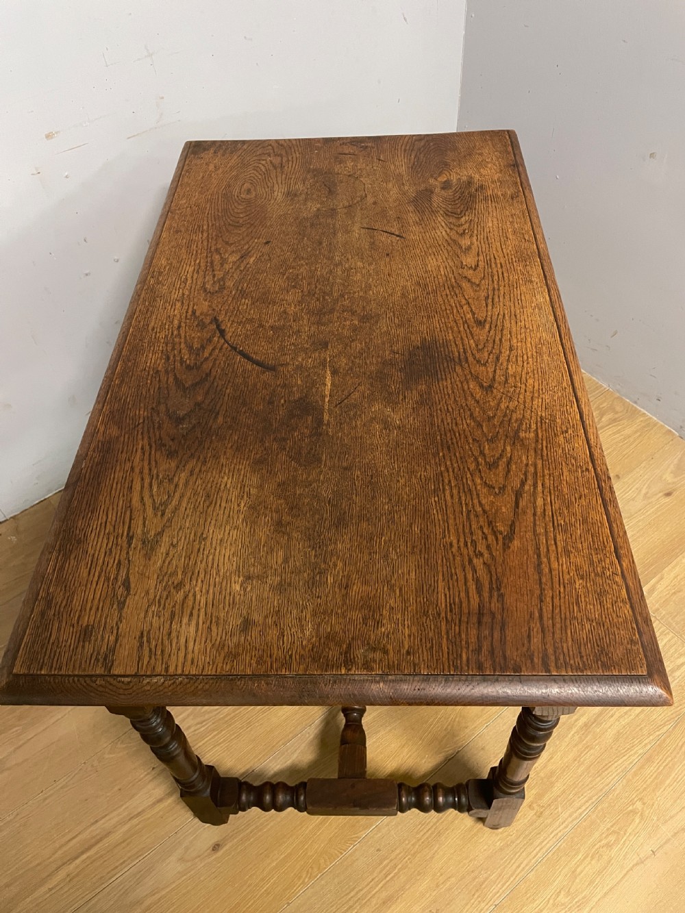 C19TH solid oak side table on turned legs ex York Minster  View VI