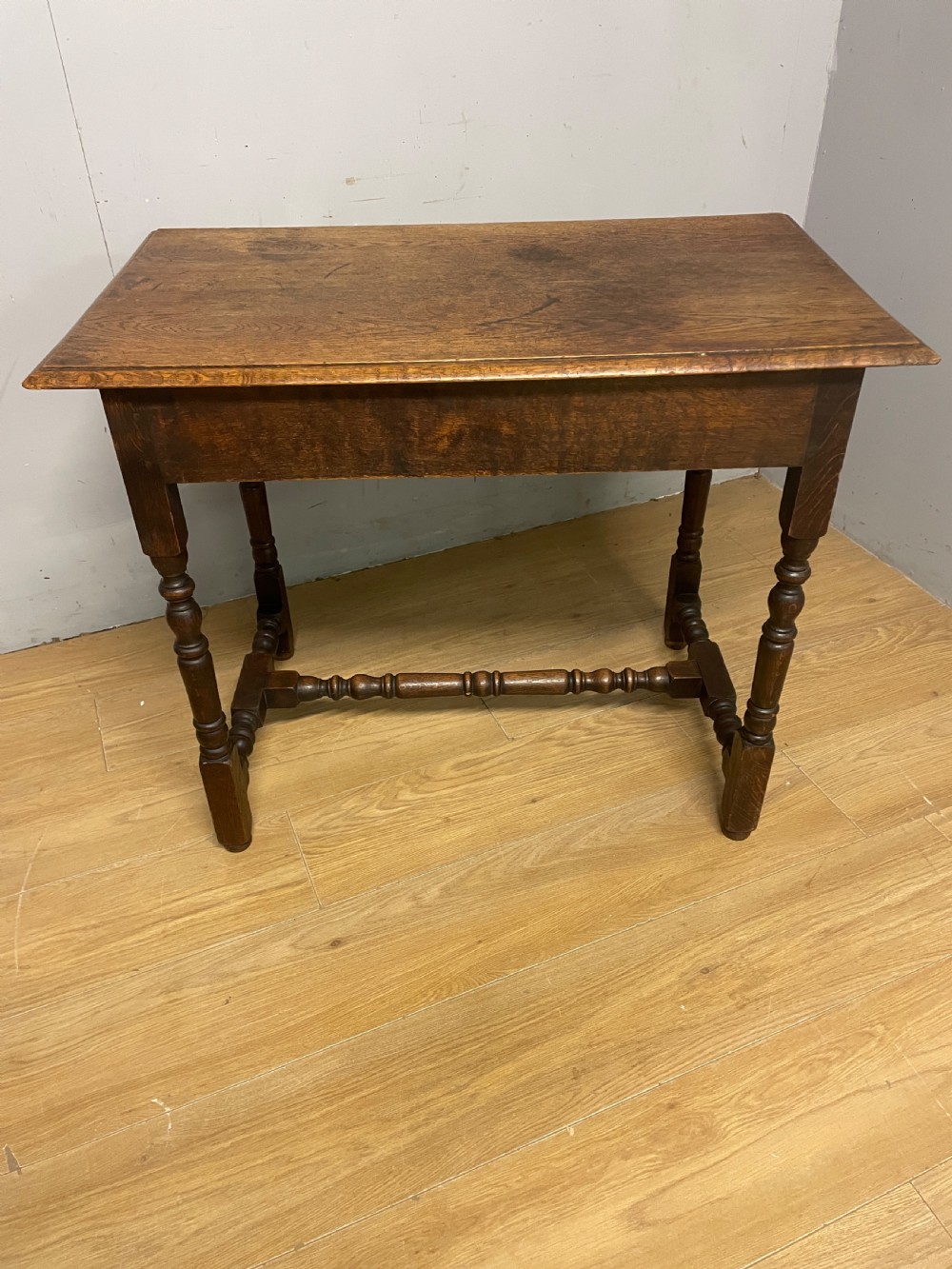 C19TH solid oak side table on turned legs ex York Minster  View VII