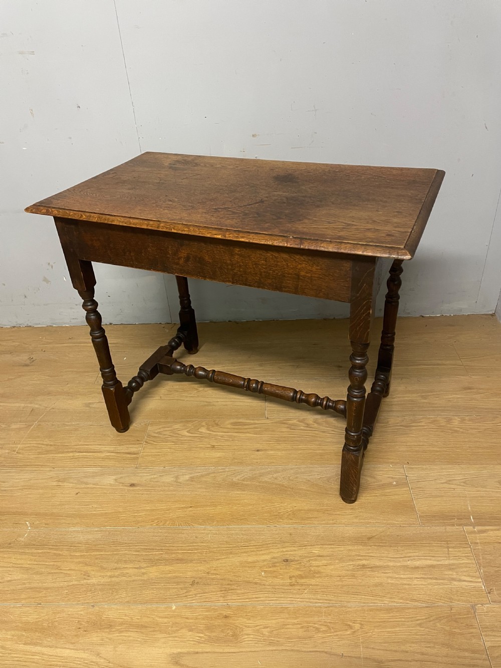 C19TH solid oak side table on turned legs ex York Minster  View VIII
