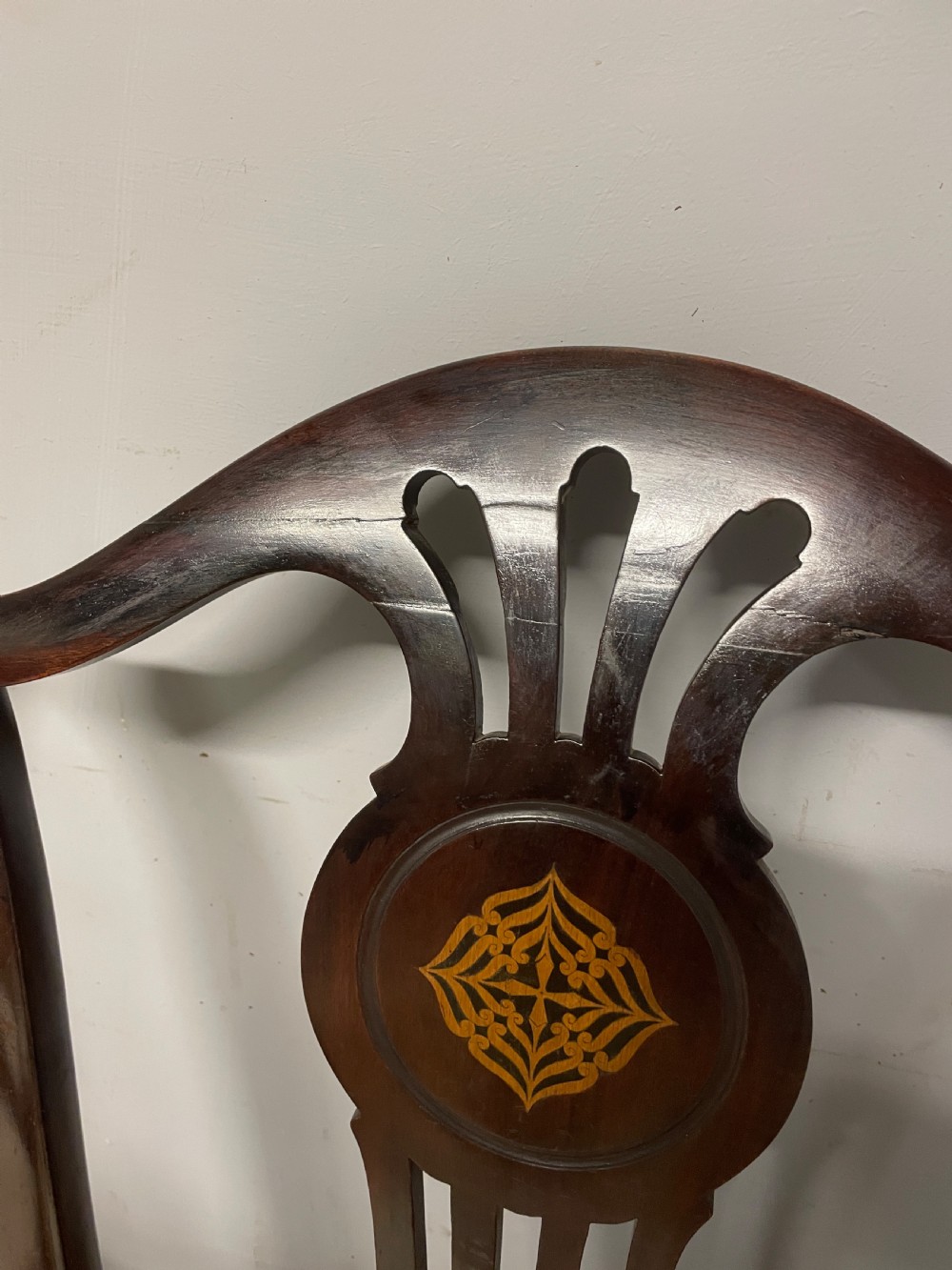 Set of eight Edwardian inlaid solid mahogany dining chairs  View XI