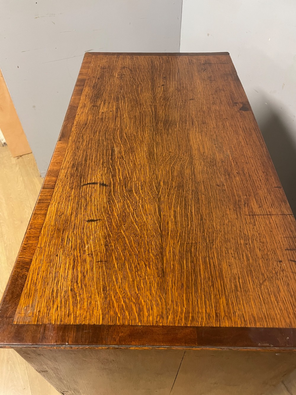 Georgian oak and cross banded mahogany four height chest of drawers circa 1790 View XI