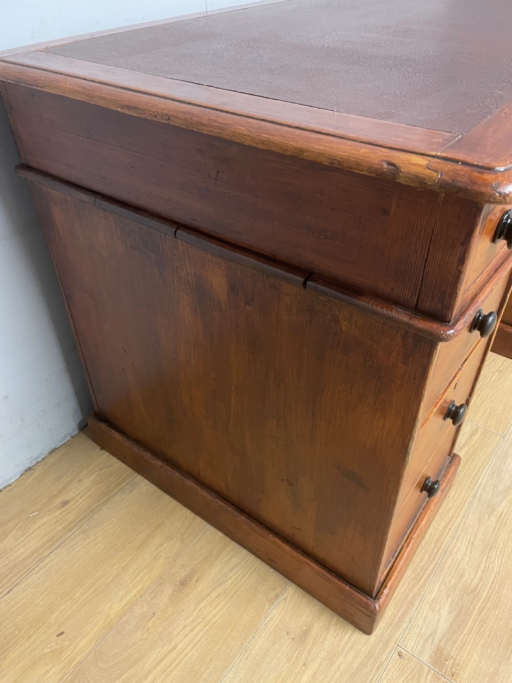 C19th pine three part pedestal desk ex York Minster View VII
