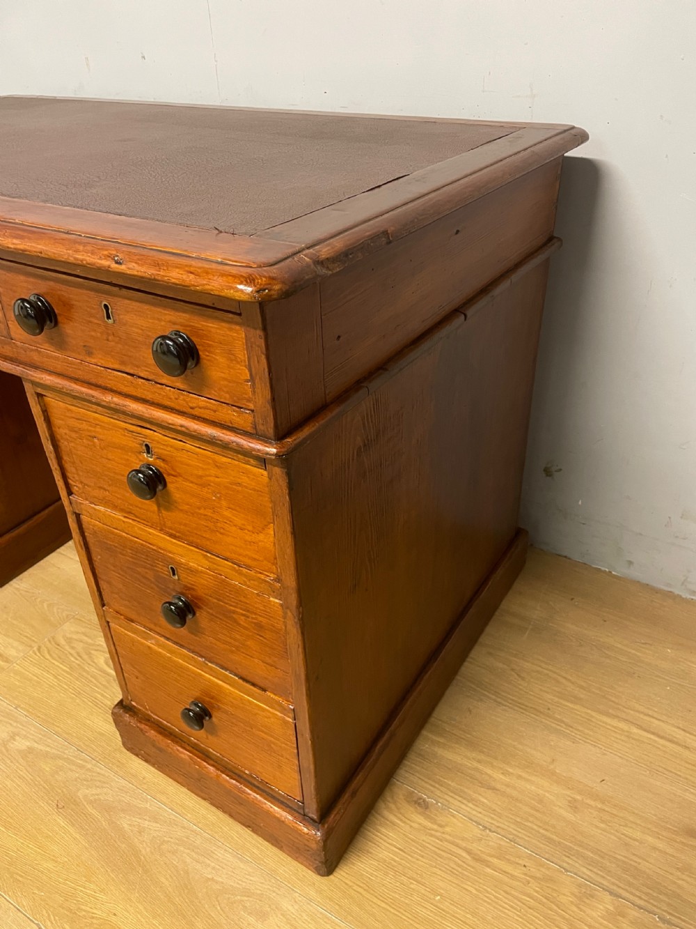 C19th pine three part pedestal desk ex York Minster View IX