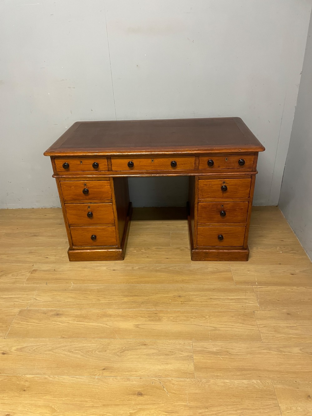 C19th pine three part pedestal desk ex York Minster View XIII