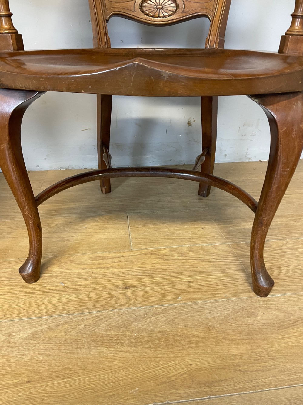 Pair of Victorian mahogany and leather library desk chairs  View VII