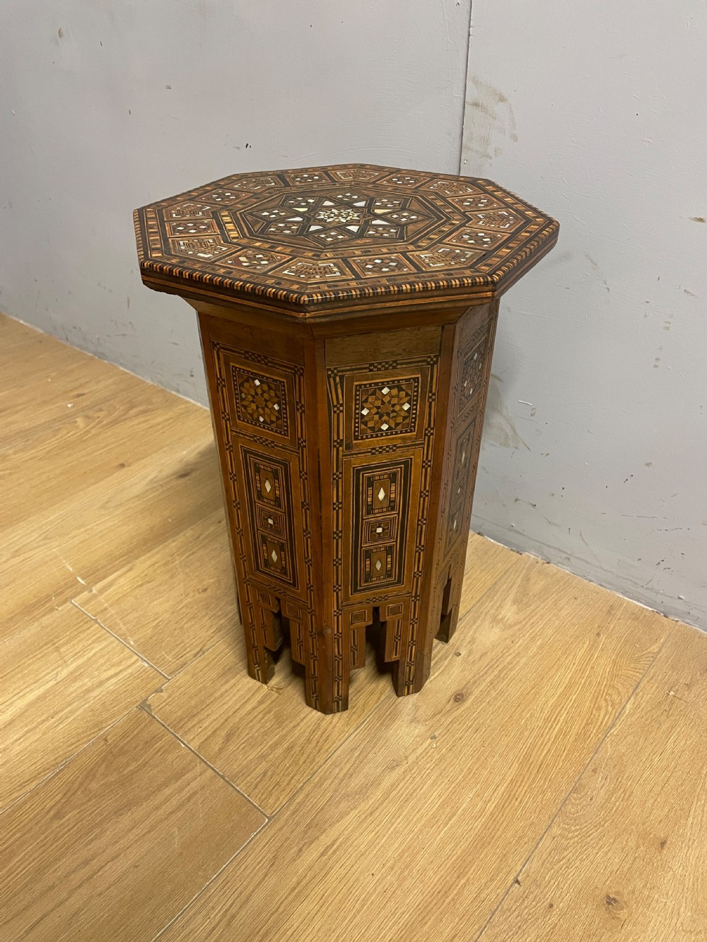 C19TH octagonal intricately  inlaid Moorish table 
