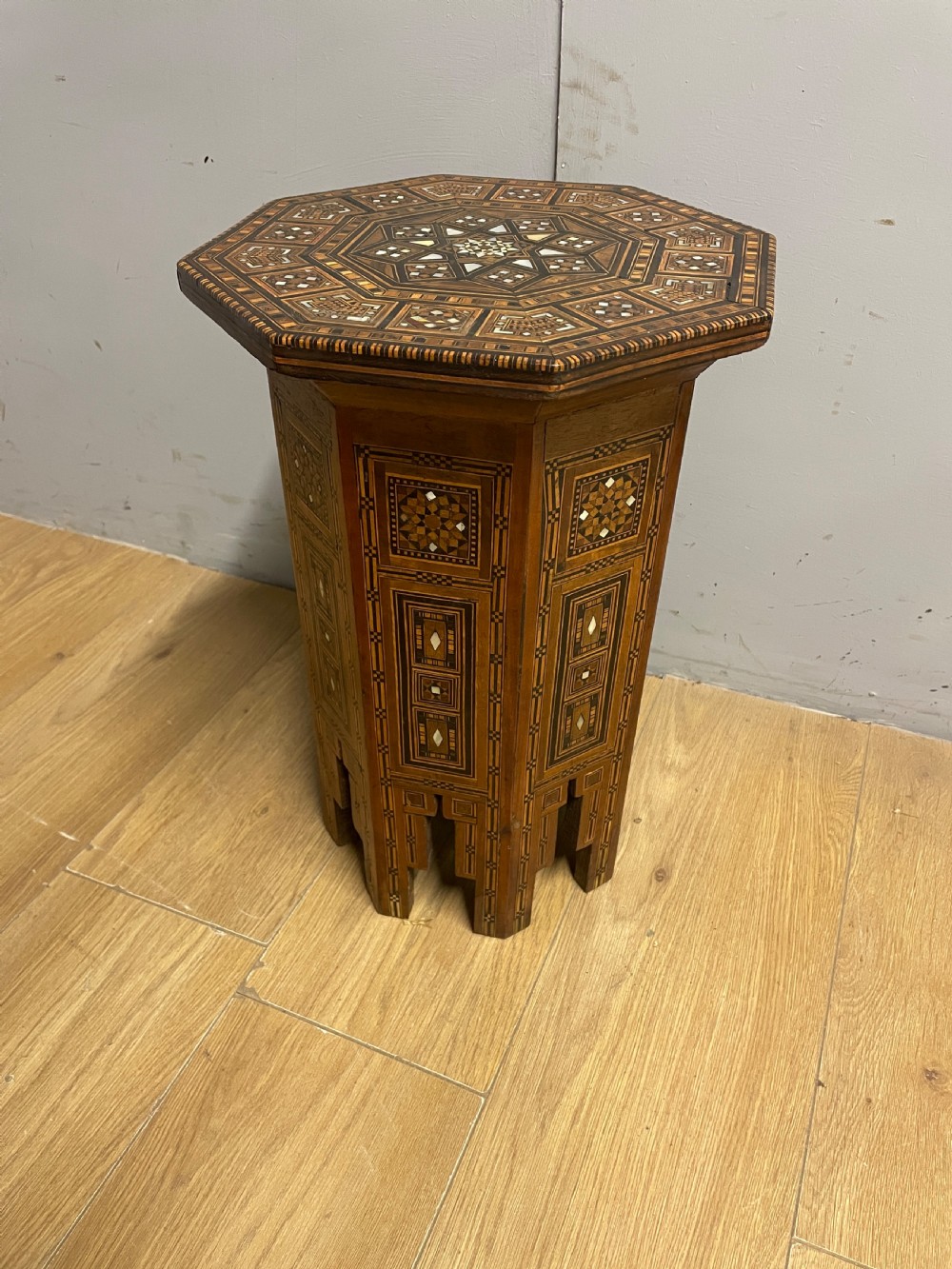 C19TH octagonal intricately  inlaid Moorish table  View II