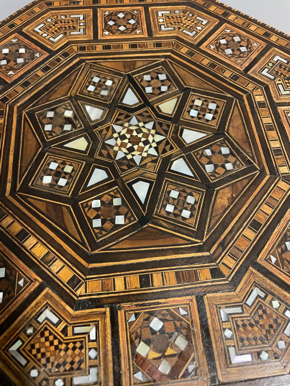 C19TH octagonal intricately  inlaid Moorish table  View V