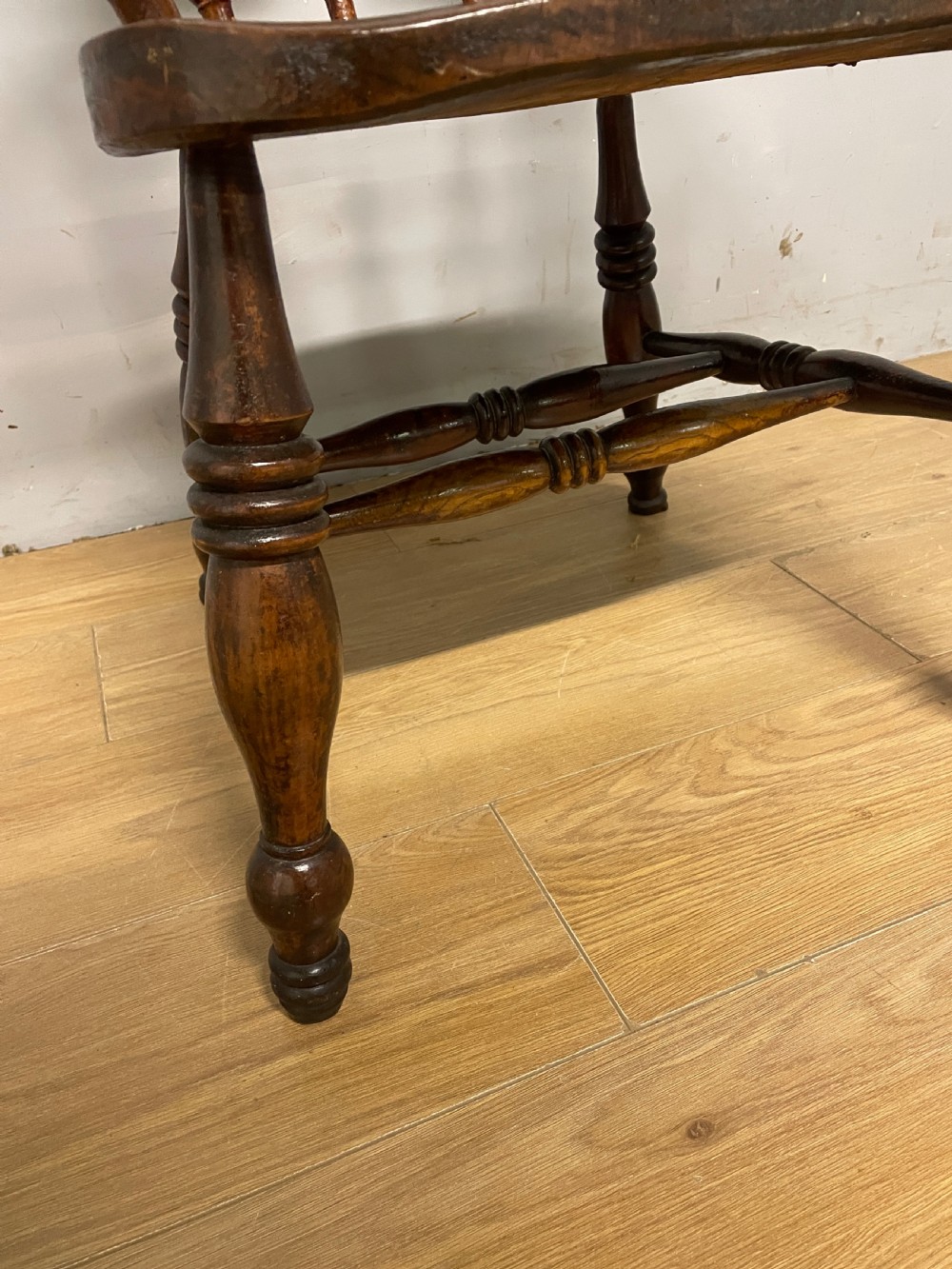 C19TH captains chair with elm seat and double h under stretcher  View VII