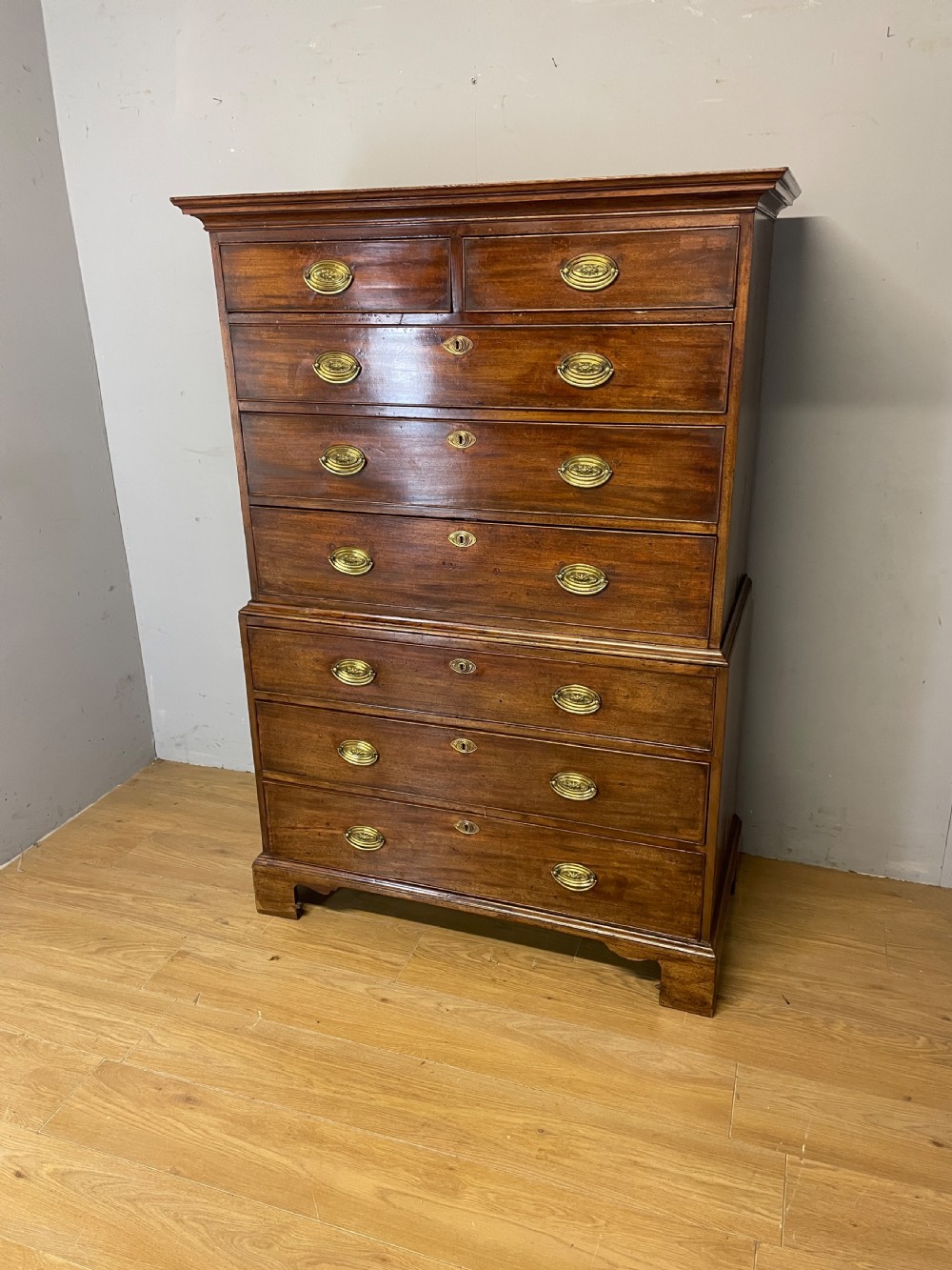 Georgian mahogany chest on chest circa 1790