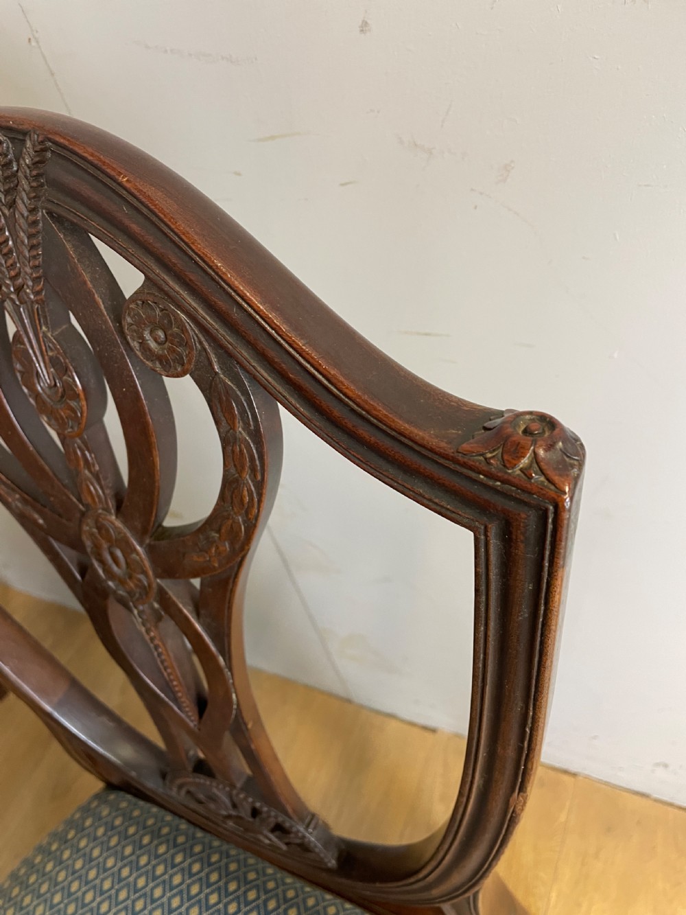 Late C19th solid mahogany set of eight Hepplewhite style dining chairs  View X