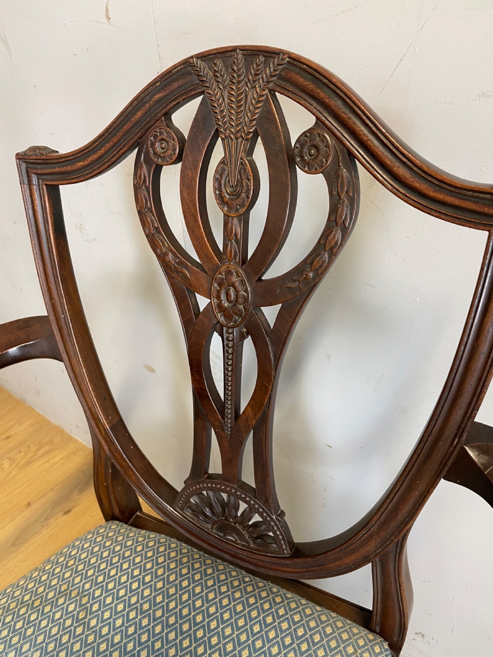 Late C19th solid mahogany set of eight Hepplewhite style dining chairs  View XIII