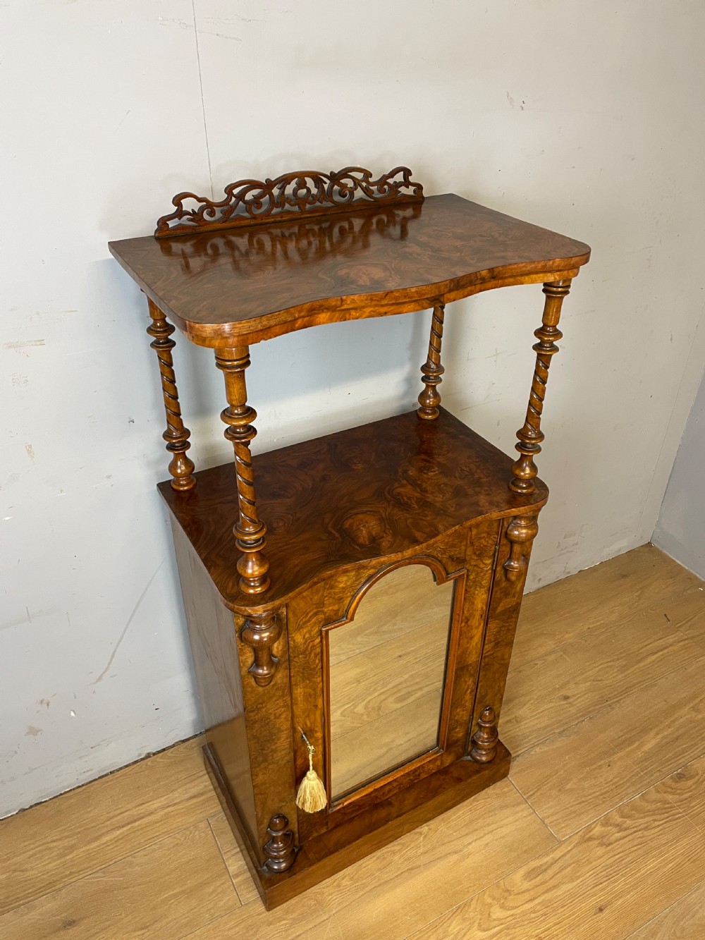 C19TH burr walnut two tier cabinet  View II