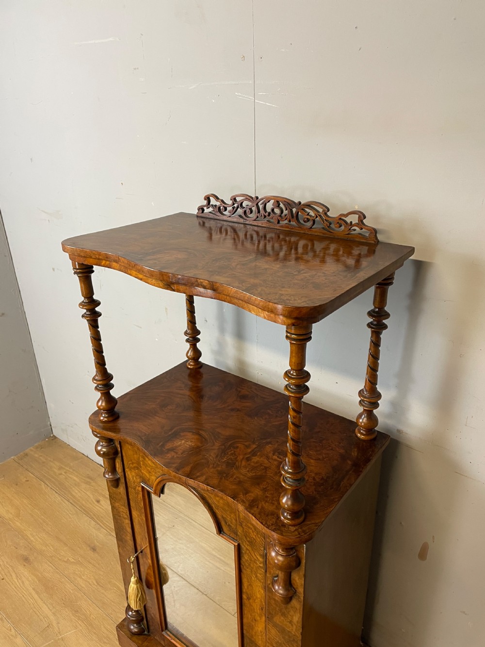 C19TH burr walnut two tier cabinet  View IV