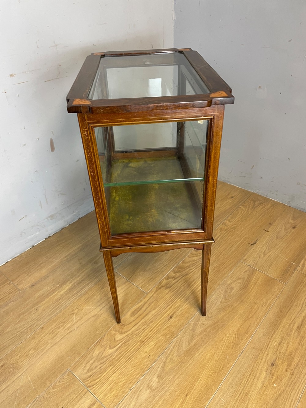 Edwardian inlaid mahogany bijouterie -display cabinet  View IX