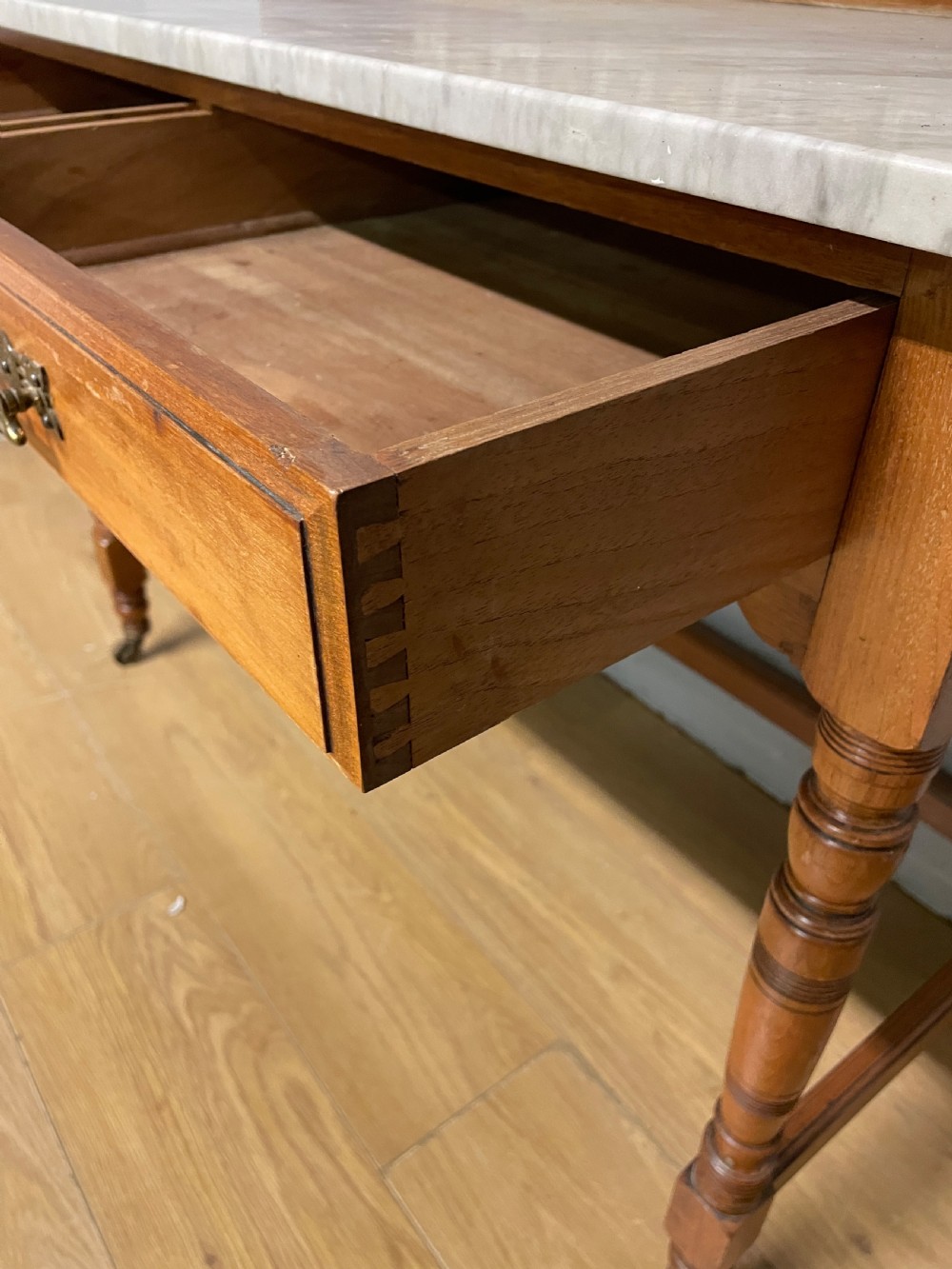 Victorian satin walnut marble topped washstand circa 1880 View V