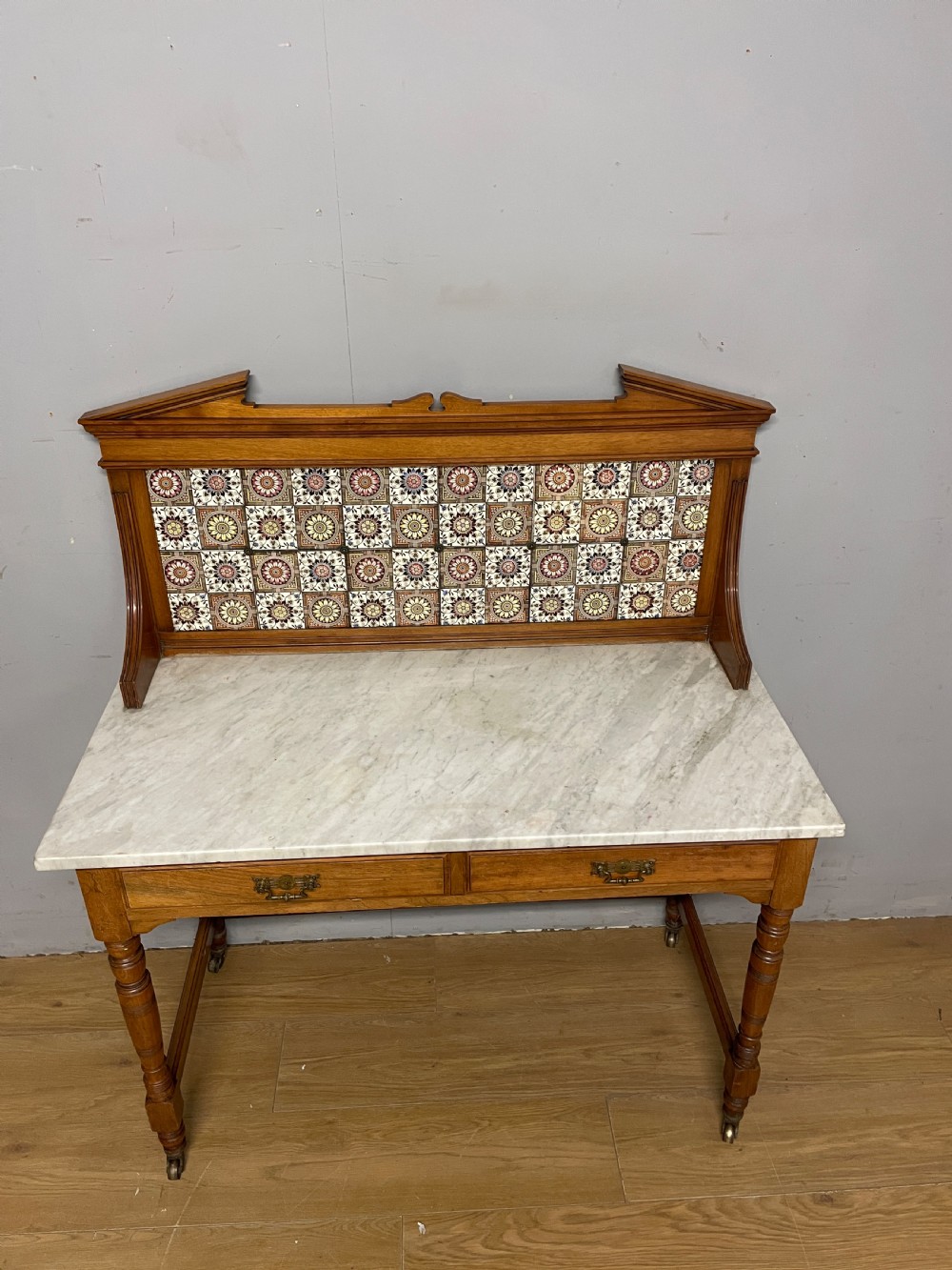 Victorian satin walnut marble topped washstand circa 1880 View X