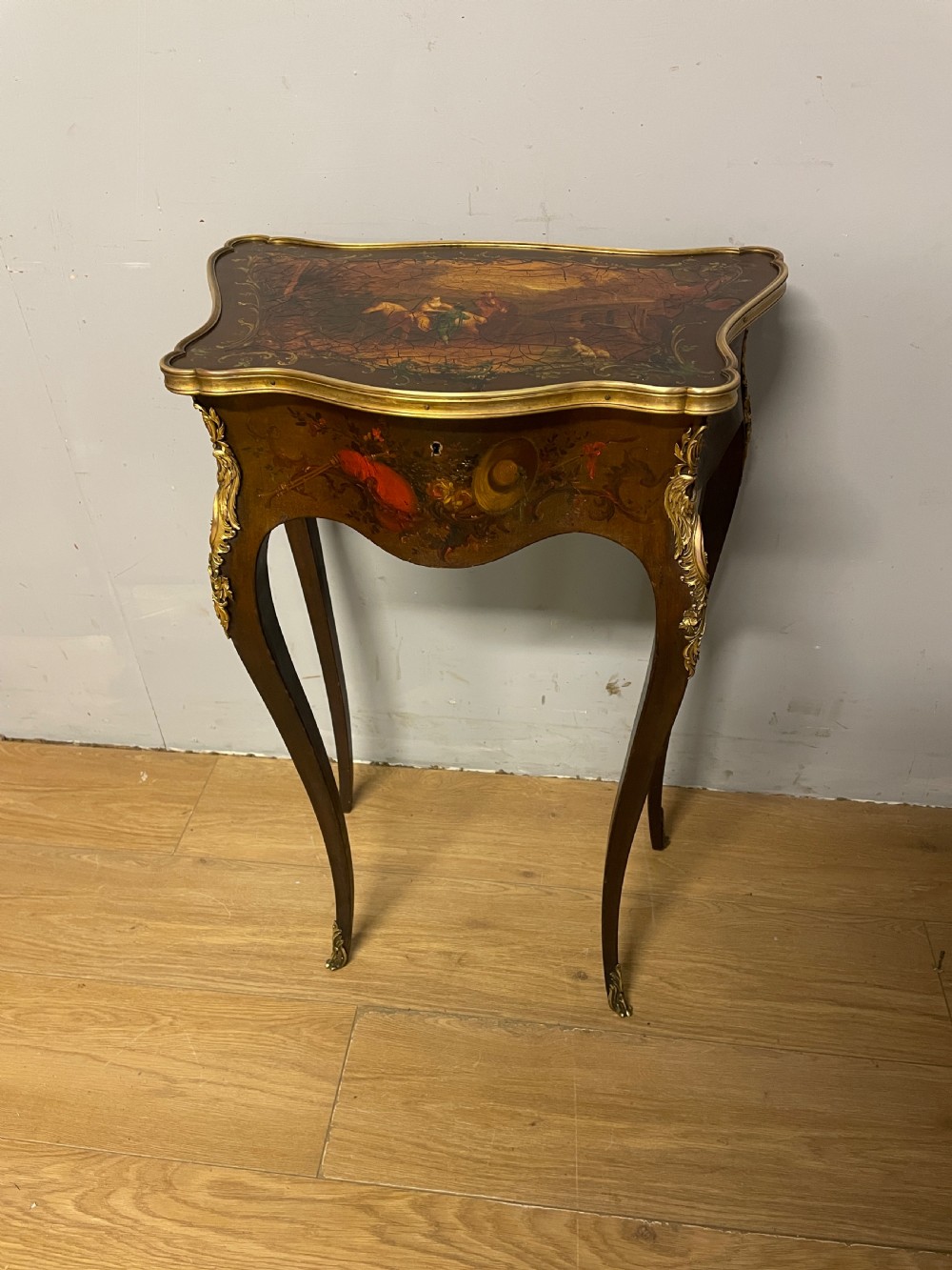 Edwardian Vernis Martin French side table with gilt mounts 