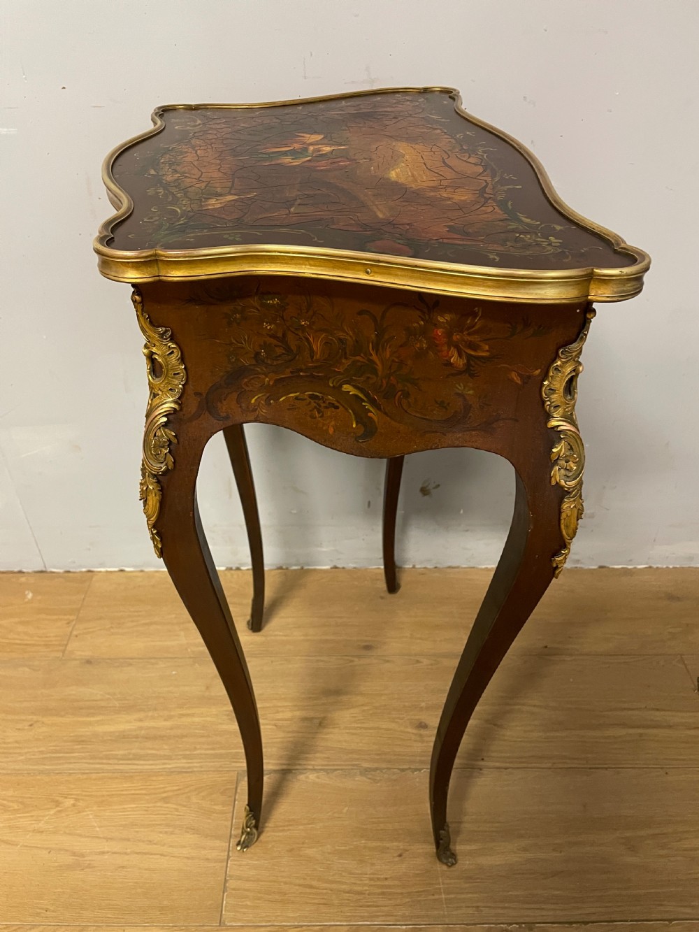 Edwardian Vernis Martin French side table with gilt mounts  View VII